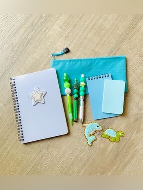 NEW📚 Homemade Crafted Stationery Set w/ Beaded Stylus Pen & Pencil OS